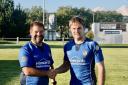 Weston RFC head coach Dave Burge with Jay Davis.