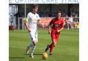 Dayle Grubb in action for Weston AFC against Harrow Borough.