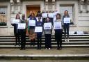 Hackney Council workers outside the Town Hall make the case for gender equality.