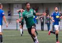 Kyen Nicholas celebrates scoring Hendon's second goal