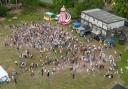 Pupils past and present celebrate King Alfred School's 125 years, taken high above by drone