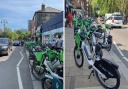 General picture of Lime bikes on pavements in South End Green as bays are full on summer days