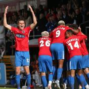 Dagenham players celebrate their fourth goal scored by Myles Weston during Dagenham & Redbridge vs Bromley, Vanarama National League Football at the Chigwell Construction Stadium on 28th August 2021