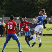 Wealdstone in FA Cup action against Dagenham & Redbridge at Grosvenor Vale