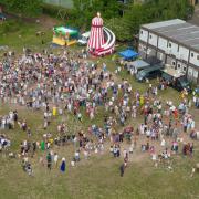 Pupils past and present celebrate King Alfred School's 125 years, taken high above by drone