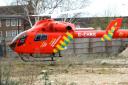 An air ambulance pictured near the scene of a fatal crash on Trent Way, Worcester Park