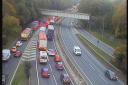 Long delays on A14 near Bury St Edmunds