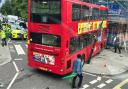 A number 18 bus crashed into a shop on Harrow Road