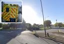 The roundabout by the junction of the A404 Harrow Road and Bridgewater Road where three cars crashed into each other