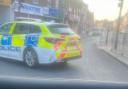 A police car at Willesden after a crash