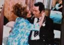 Memento snap of Andria Lawrence with Reg Varney in TV's On The Buses