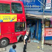 A 18 bus crashed into a shop at Harrow Road, Maida Vale