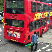 A number 18 bus crashed into a shop on Harrow Road