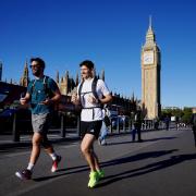 People on Westminster bridge in central London.