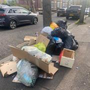 Rubbish in Fairholt Road, Hackney, in April