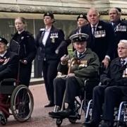 Naval veteran Kenneth MacNaughton talking part in the Cenotaph march past