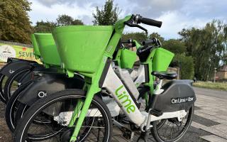 Lime bikes pictured in Kingsbury, Brent