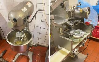 Inspectors found no safety guarding for the planetary mixer (left) and the mochi-making machine (right)